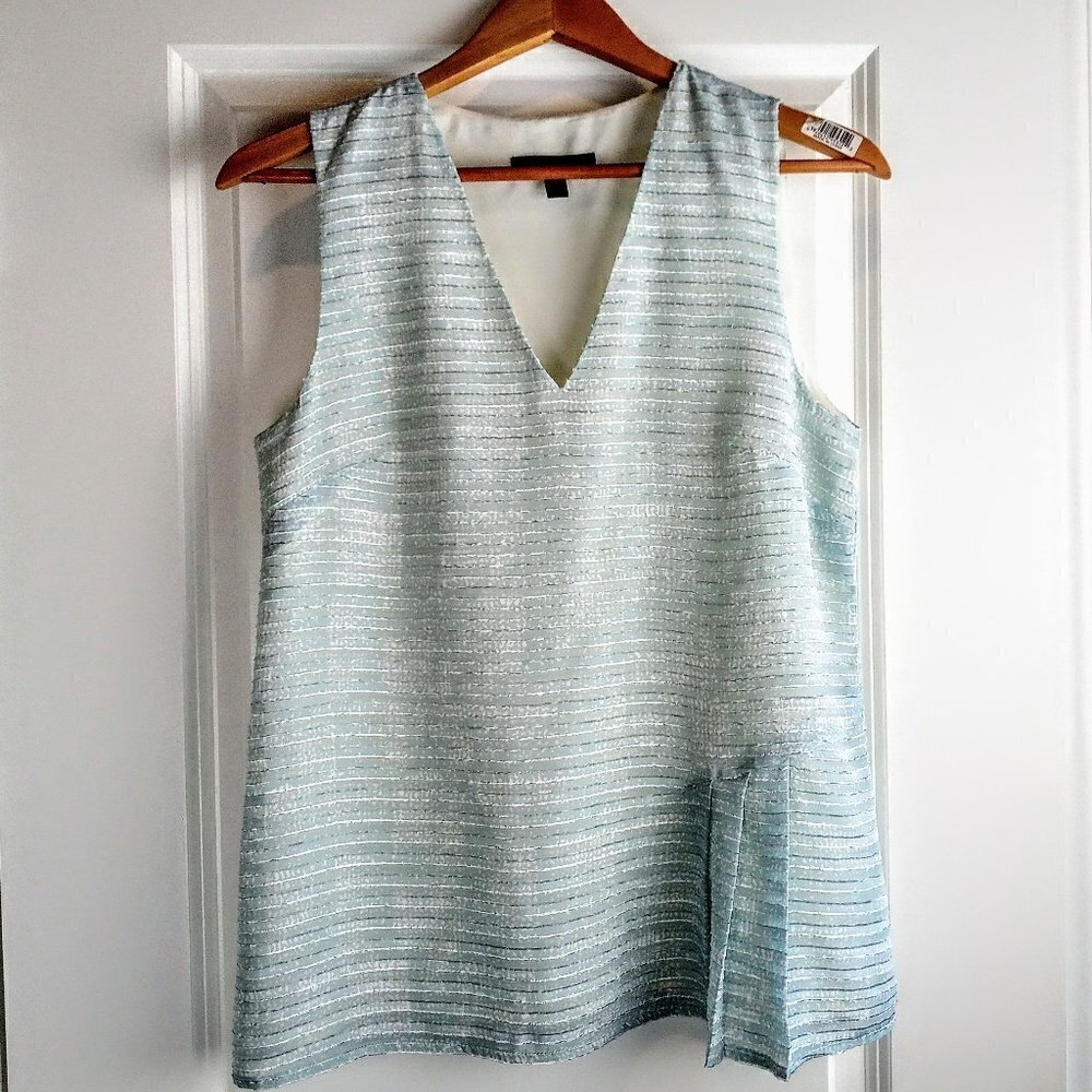 Banana Republic Blue Pleated Sleeveless V-Neck Top